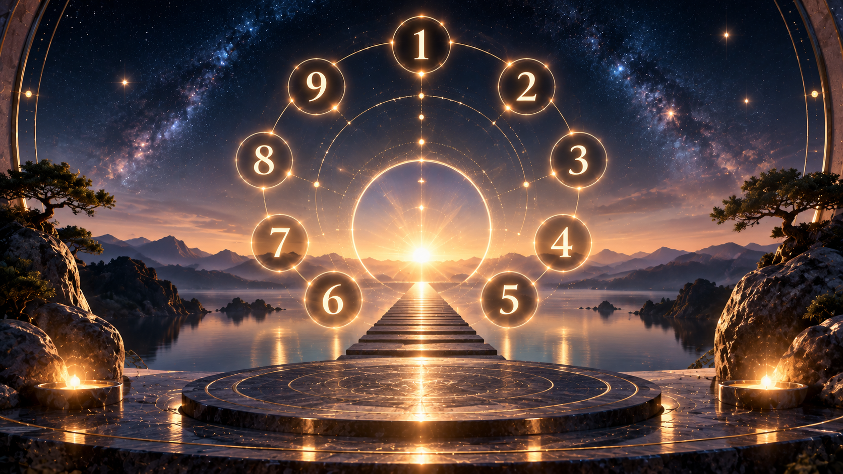 Siffrorna 1–9 bildar en numerologisk väg som symboliserar beräkningen av livsvägstalet